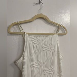 Water Ripple Textured Cami Dress - White - Size Large